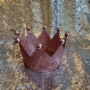 Christmas Sparkly Pink Rose Gold Crown Ornament Queen